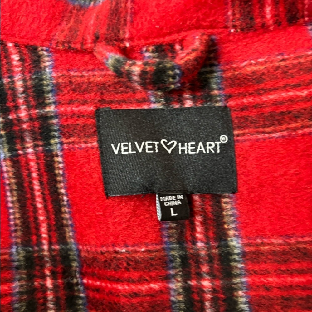 Velvet Heart Vibrant Red Checkered Top Shacket Jacket - Picture 3 of 4